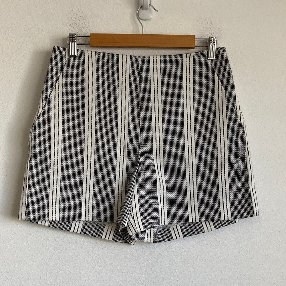 Ann Taylor Black and White Striped Women Shorts